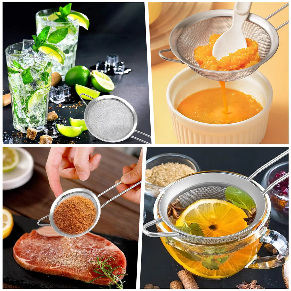 Cernidor de Harina con Mango — Colador de Acero Inoxidable para Repostería